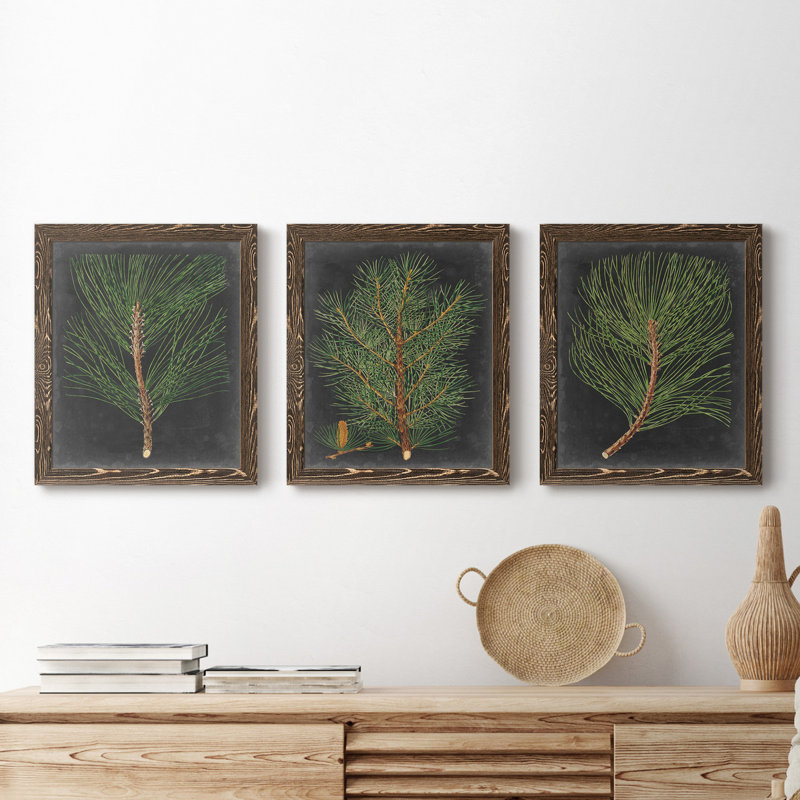 «Dramatic Pine I», ensemble de 3 peintures sur toile encadrées, H 24 po x l 36 po x P 1,5 po, Noyer