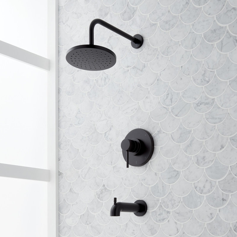 Lexia Pressure Balance Tub And Shower Set, Matte Black