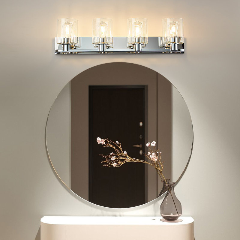 Dimmable 4-Light Bathroom Vanity Light Fixtures, Silver