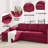 L-shaped Velvet Upholstered Sleeper Sofa and Chaise with Toss Pillows-1196933102