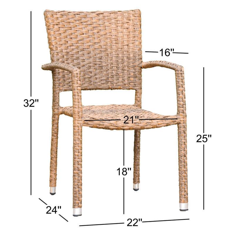 Yonkers Wicker Outdoor Stacking Dining Armchair, Espresso