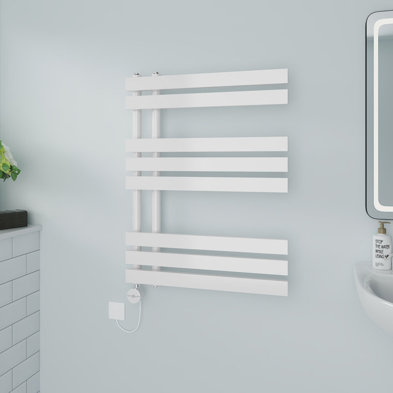 Cashtin Designer Towel Rail Heated Towel Rails, White, 80cm H x 60cm W x 7.35cm D