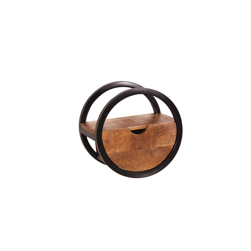 Circle Floating Shelf, Brown, 30cm H x 30cm W x 20cm D.