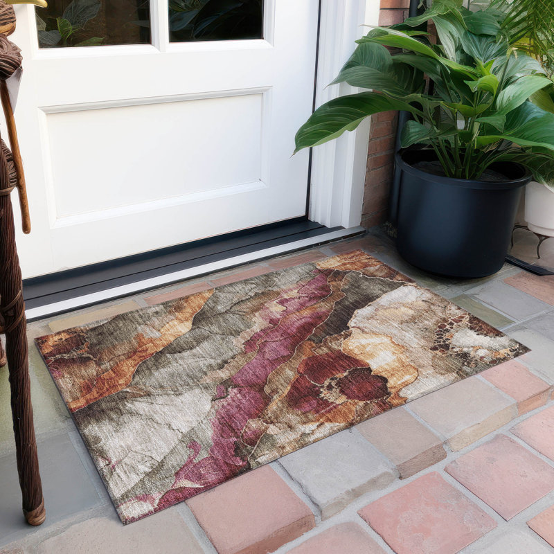 Tapis kaki Xhevrie intérieur / extérieur lavable à la machine, Rectangle 1 pi 8 po x 2 pi 6 po