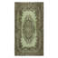 Tapis de couleur médaillon de couleur verte fait à la main 3,8 x 7 pi
