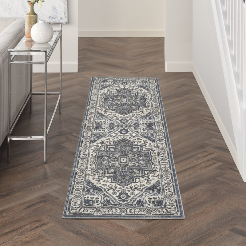 Graelyn Navy Ivory Vintage Indoor Rug, Runner 2'2" x 10'
