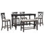 Ensemble de 6 tables de salle à manger à hauteur de comptoir avec 4 chaises et un banc pour la salle à manger-502715910-502715908