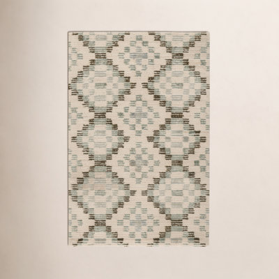 Diamond Cove Green Hand-Tufted Wool Geometric Rug