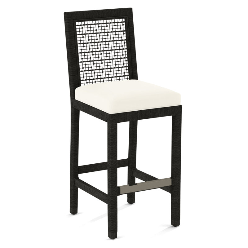 Pine Isle Bar Stool, Twine Linen-Look Performance; 0325-73, Antique Black