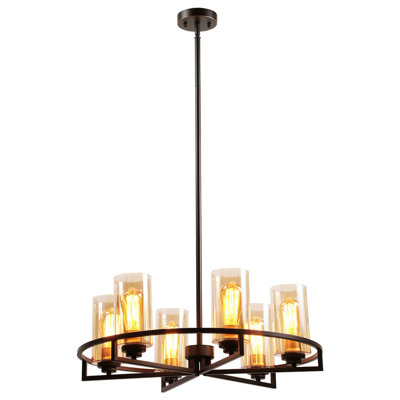 Luminaire suspendu rustique 6 lumières