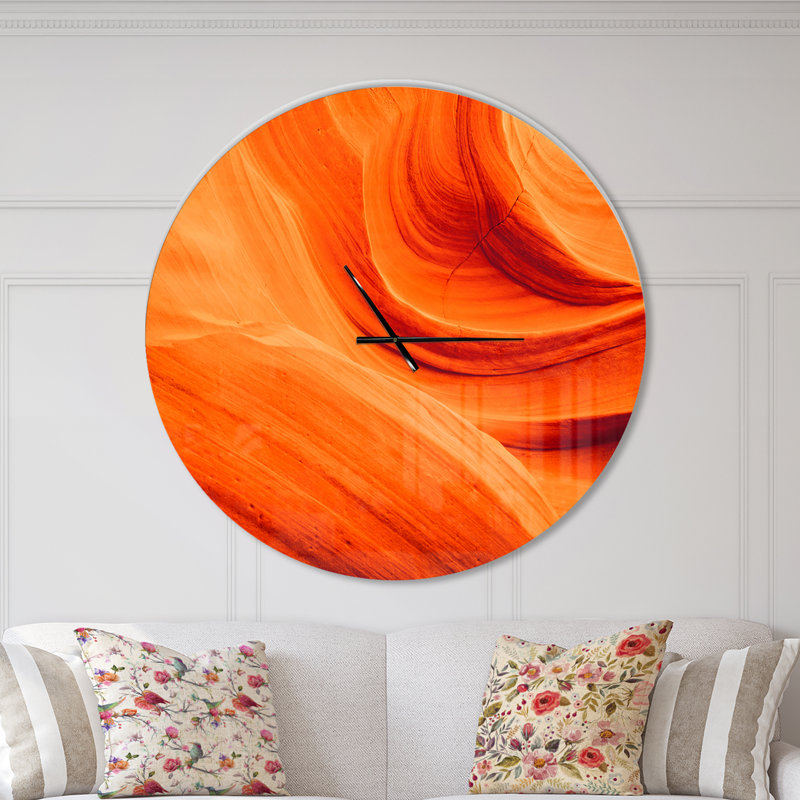 Horloge murale orange Orange Upper Antelope Canyon, Surdimensionné