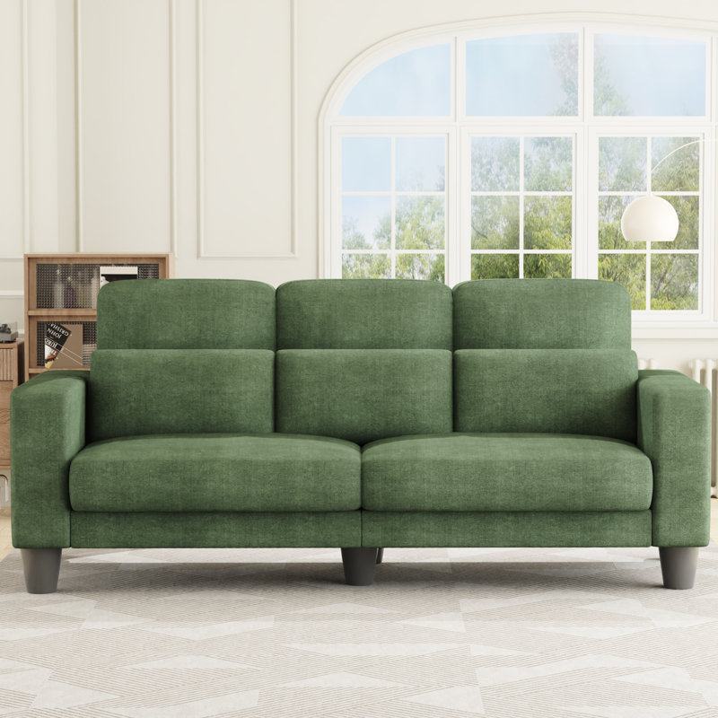 220cm Chenille 2-person sofa with spring cushion package - no tools required for assembly, Green