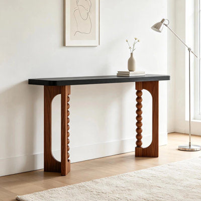 Console rustique 59 "avec pieds sphériques uniques 59"