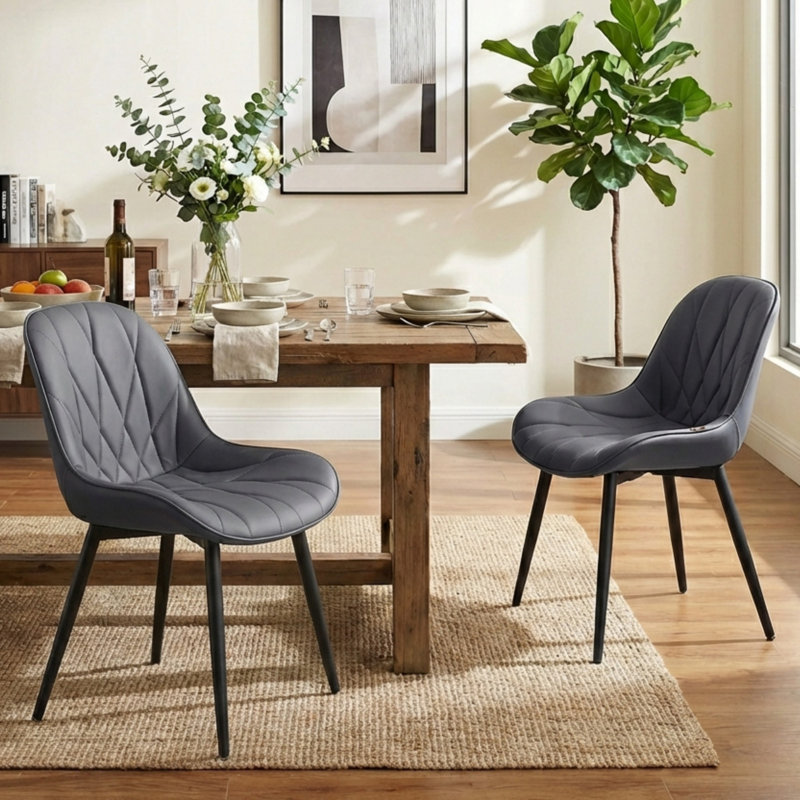 Chaise d'appoint rembourrée en similicuir Chardee, Gris / mauve