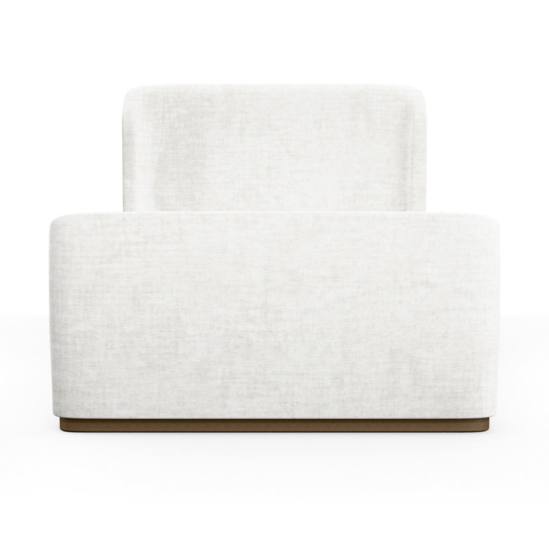 Barrow Upholstered Wingback Bed, Box Weave Linen Oyster, Full, Weathered