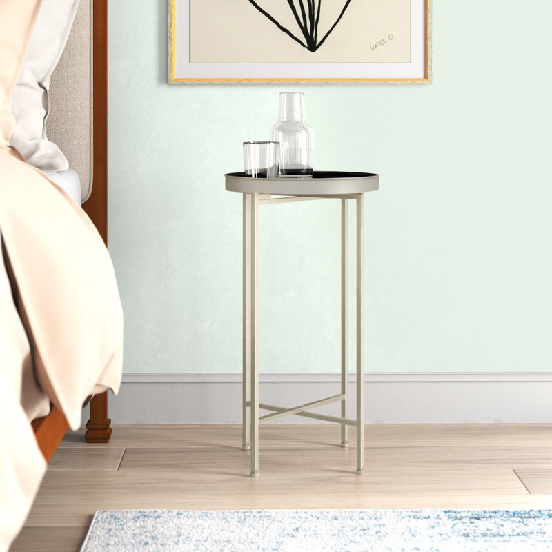 Ekta Tray Top End Table, Silver, Black