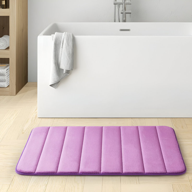 Memory Foam Non-Slip Bath Mat, Purple, 60cm, 40cm
