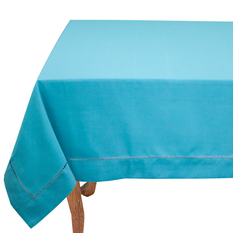 Turquoise Hemstitch Design Rectangular Table Runner, 84" x 65"