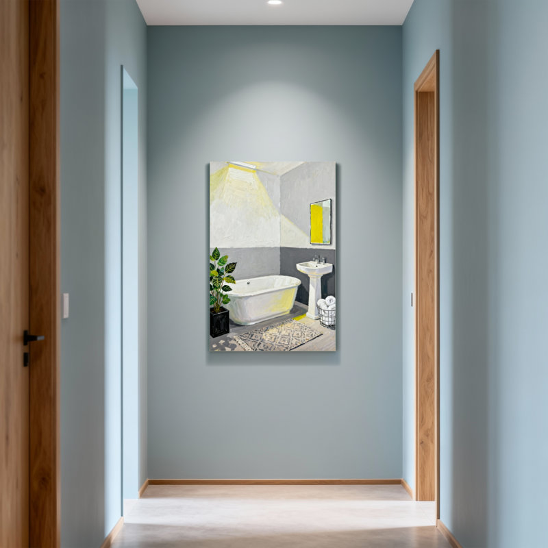 Salle de bain moderne avec baignoire et plante Bath & Laundry, H 18 po x l 12 po