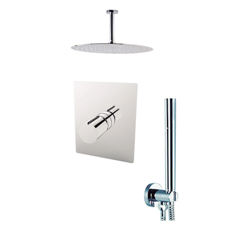 Robinet de douche à double fonction à contrôle de volume avec valve brute et garniture Barcelona, 8", Chrome