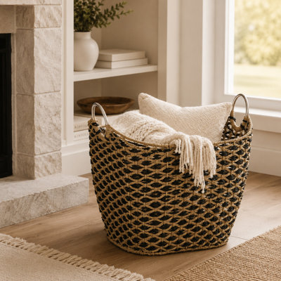 Seagrass Handmade Decorative and Functional Storage Basket with Handles