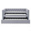 Lit de jour avec couchette rembourrée et capitonnée, avec bouton et clou en cuivre sur les accoudoirs carrés, taille simple (85 po x 42,5 po x 31,5 po)-230773319