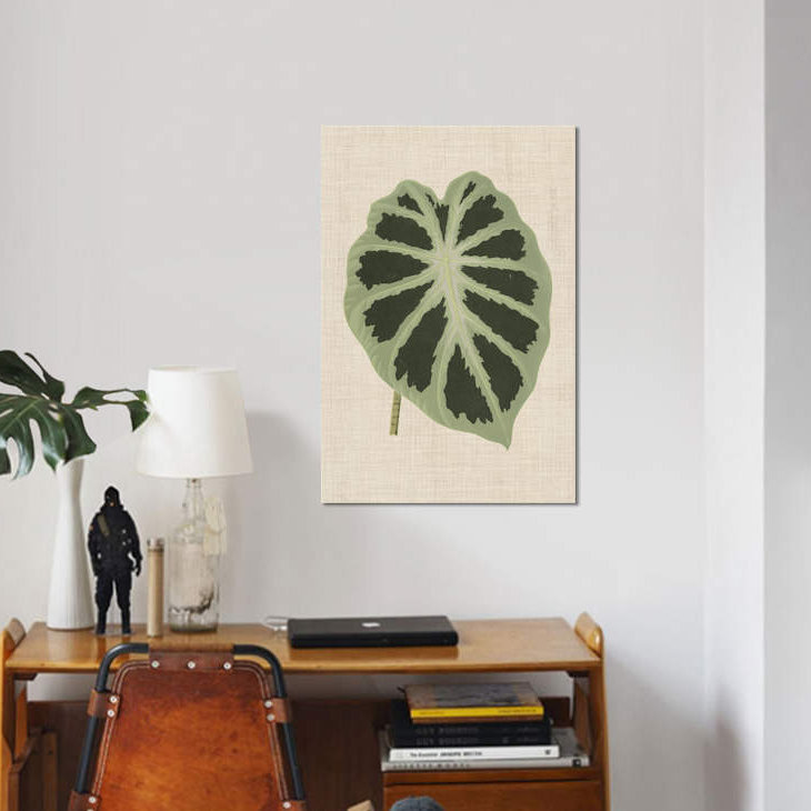 «Leaves on Linen II», impression sur toile, H 60 po x l 40po x P 1,5 po, Toile tendue, Pas de tapis