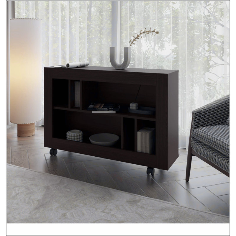 Wengue Console Table in Melamine with Open Storage, Wenge