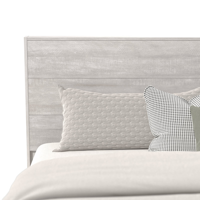 Allyannah Platform Bed with Headboard, Dusty Gray Oak, Queen
