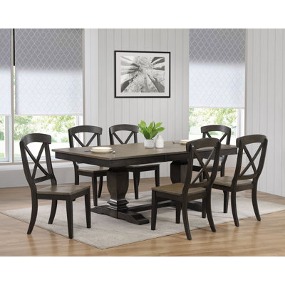 Paradiso 7 - Piece Extendable Rubber Solid Wood Dining Set