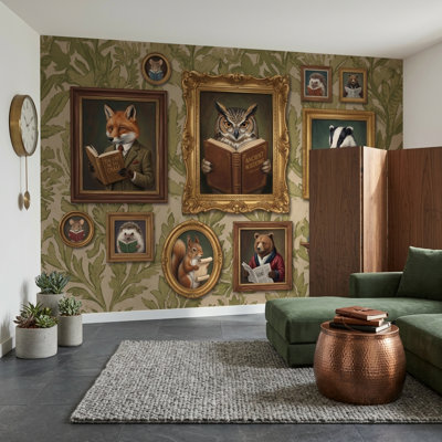 Vintage Gallery Wall Wallpaper Botanical Woodland Animals Wall Mural
