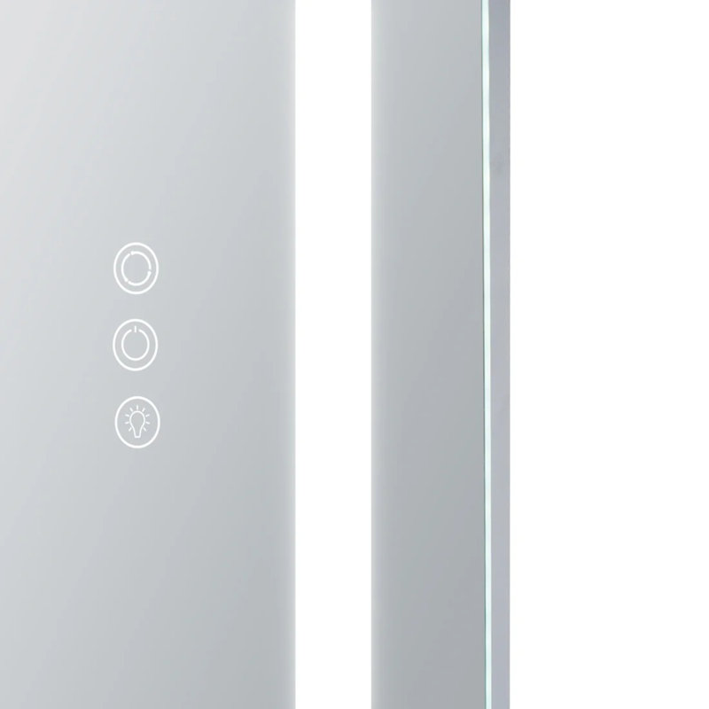 Caelynn Stage Lite Full Length Vanity Makeup Mirror with Sleek and Sturdy Aluminum Frameless Design, White