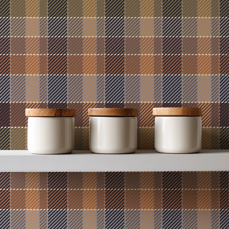 London Check, Apricot, Peel & Stick