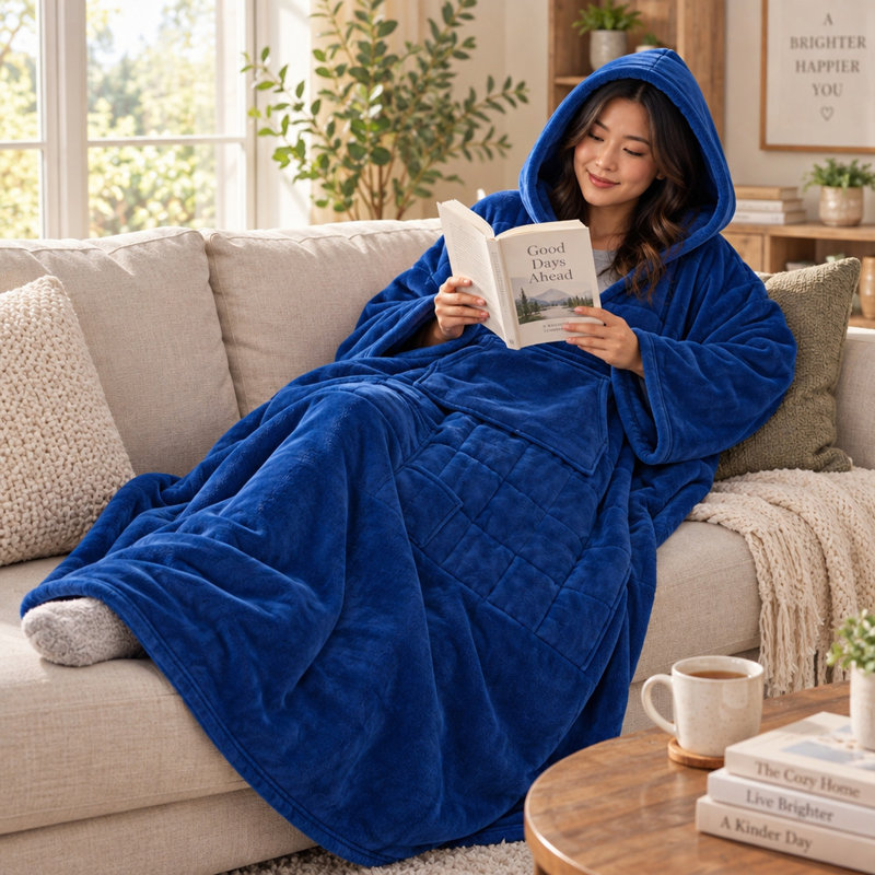 Wearable Weighted Snuggle Blanket, Navy