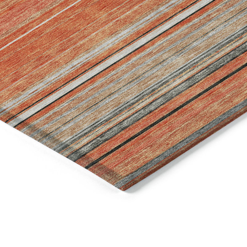 Tapis intérieur lavable rayé ivoire 5 pi x 8 pi Coral