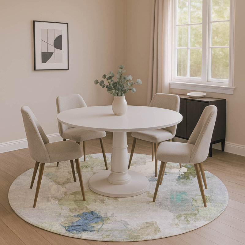 Premium Machine Washable Emest AMF1914 Abstract Rug, Round 8'