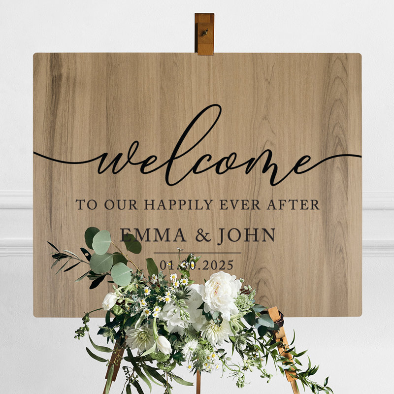 Panneau en bois «Happily Ever After Welcome», Oui