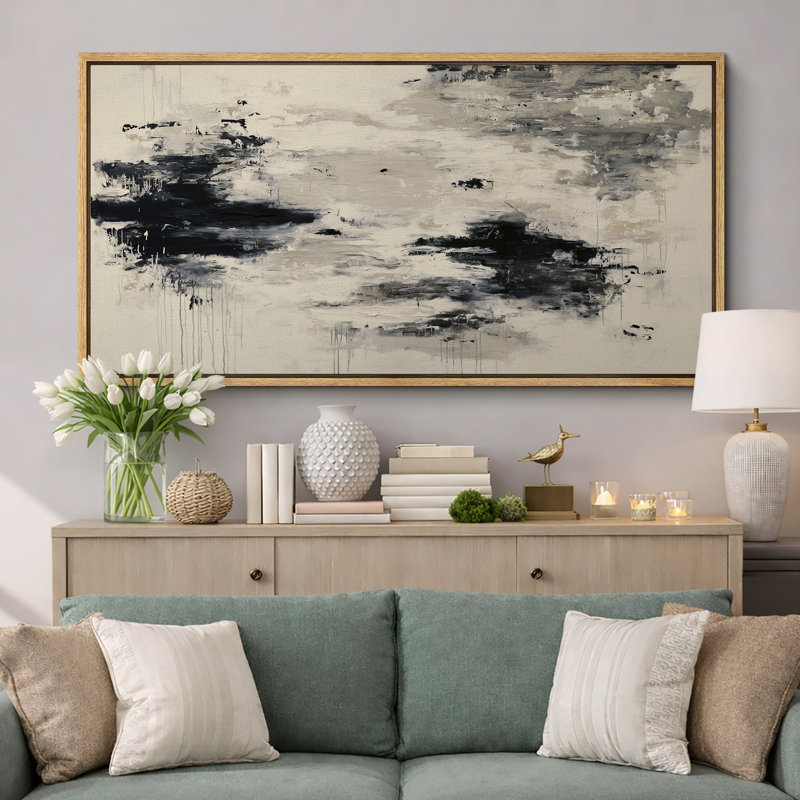 Impression sur toile encadrée noire et blanche, H 30 po x l 60 po, Naturel