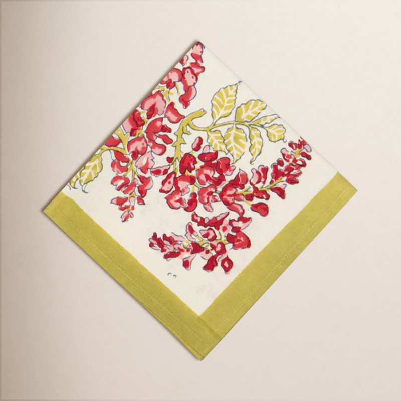 Kappa Round Tablecloth, Pink/Green, 90" x 90"