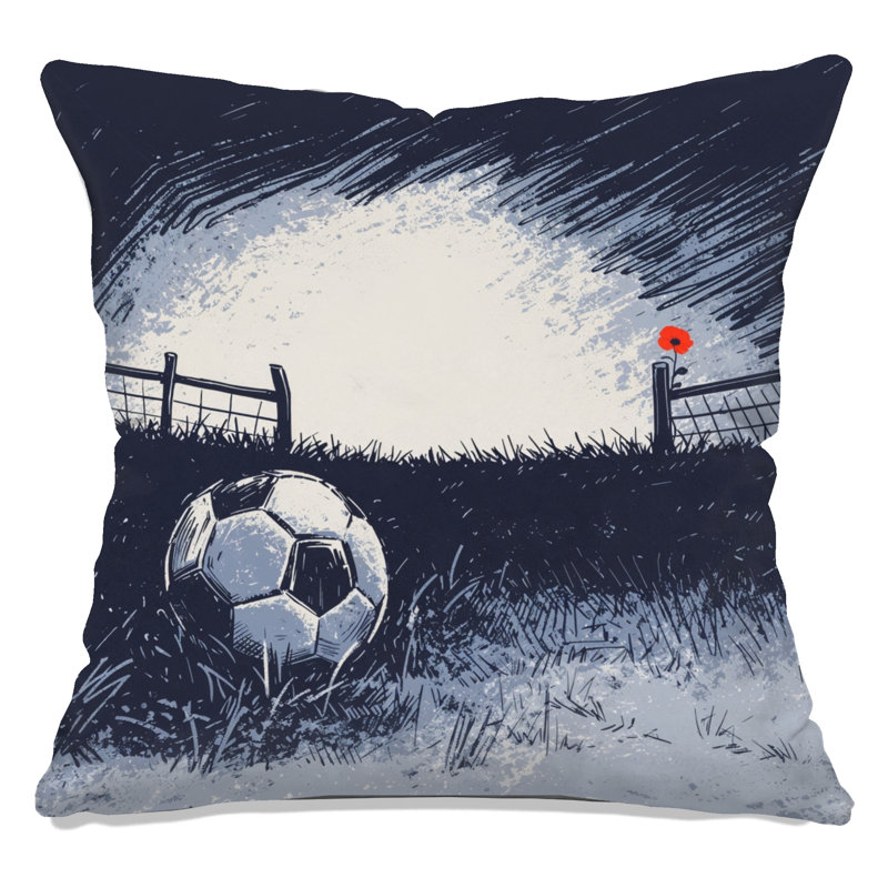 Coussins décoratifs soccer soccer, 14 X 14 pouces, Bleu marine foncé et rouge vif