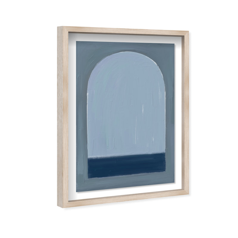 Minimal Ocean Window Print by Oliver Gal, 11.5"H x 16.5"W, Natural Oak Shadowbox