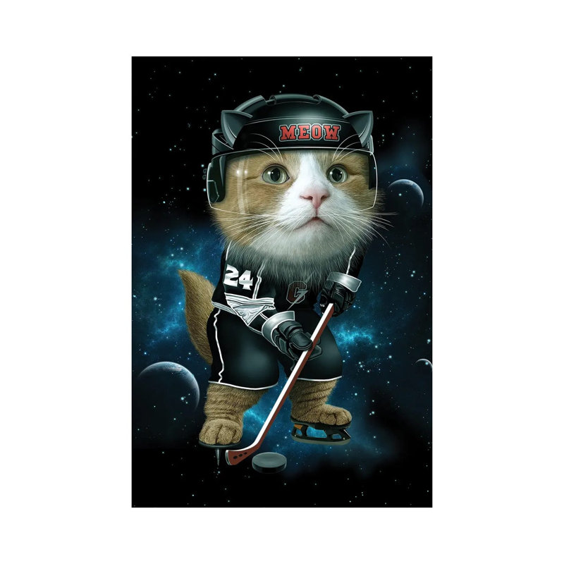 Meow Ice Hockey by Adam Lawless - Wrapped Canvas Gallery-Wrapped Canvas Giclée, 101.6 cm H x 66.04 cm W x 3.175 cm D
