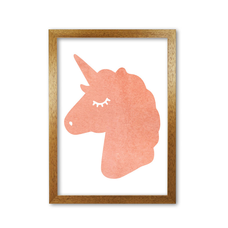 Unicorn Silhouette - Painting, Honey Oak Frame, 42 cm H x 30 cm W x 5 cm D