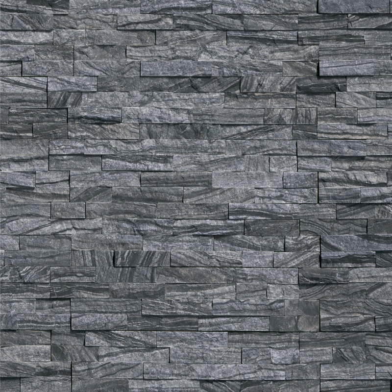 Stonecrest 6 in. x 24 in. Split Face Natural Stone Ledger Panel Wall Tile, Ashen Black