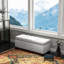 Banc de rangement 46 po à boutons crème pour chambre à coucher, salon, hall d'entrée crème, rembourré de mousse, entrée, support en acier