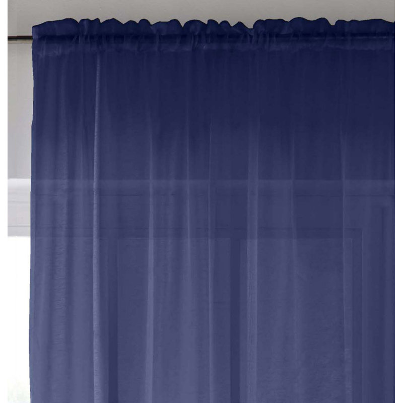 Roiann Sheer Curtain Pair, 145cm Width x 137cm Drop, Navy