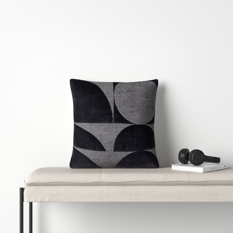 Joshelin Embroidered Cotton Throw Pillow, Dark Gray
