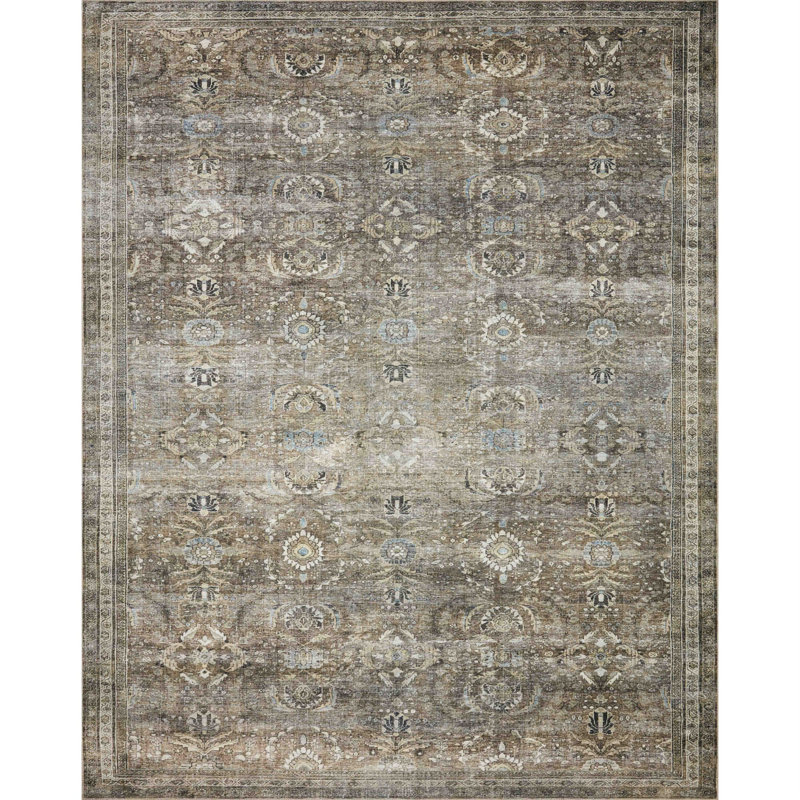 Sim Oriental Antique/Moss Area Rug, Rectangle 7'6" x 9'6"