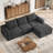 Boneless 106.7" Modular Sectional Sofa with Deep Seat, Upholstery L Shaped Cloud Couch for Living Room, 3-Seater Modern Boneless Sofa with Movable Ottomans, Removable Cover, No Assembly Required-1087487033