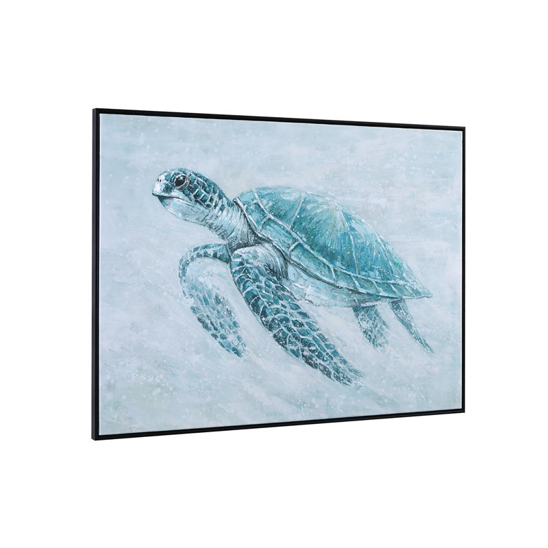 Art mural sur toile Kemps Bay - Tortue de mer sereine dans des tons turquoise